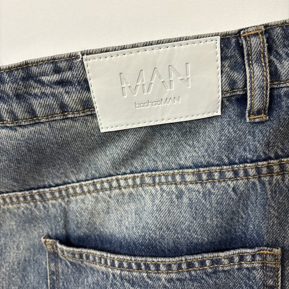 NWT boohooMAN Jeans Sz 46 Button Fly Plus Relaxed Rigid Ripped Carpenter Cargo - Picture 10 of 15